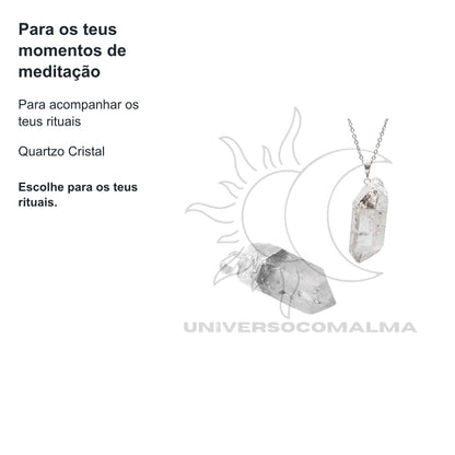 Colar Pendente de Quartzo Cristal com Topo em Prata — benefícios, utilização e características