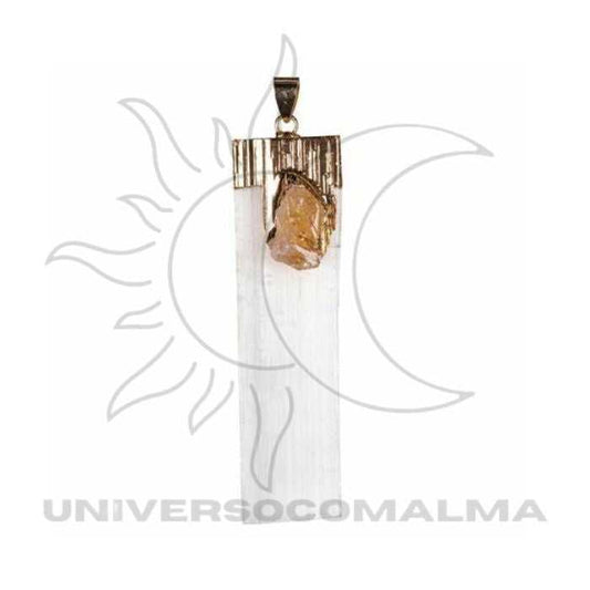 Pendente de Selenite e Citrino | Purificação, Luz e Prosperidade