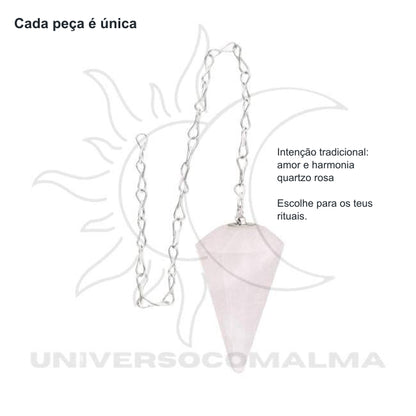 Pêndulo facetado de quartzo rosa — benefícios, utilização e características