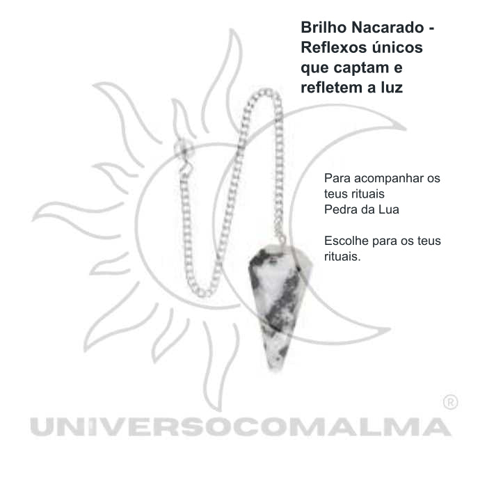 Pêndulo de Pedra da Lua Facetado - Intuição e Energia Feminina — benefícios, utilização e características