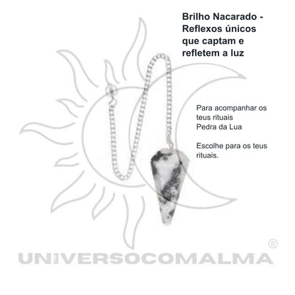 Pêndulo de Pedra da Lua Facetado - Intuição e Energia Feminina — benefícios, utilização e características