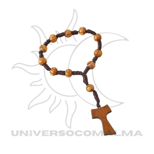 Pequeno Terço de Madeira – Contas de 8mm com Nós