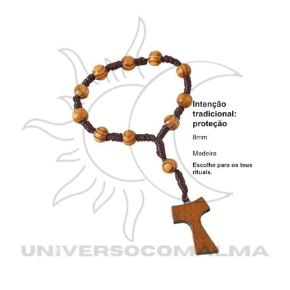 Pequeno Terço de Madeira – Contas de 8mm com Nós — benefícios, utilização e características