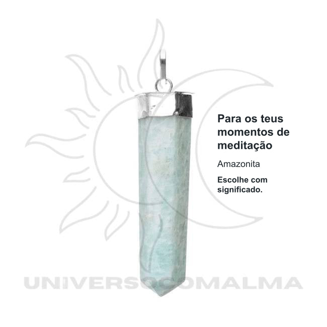 Pingente de Punta de Amazonita em Banho de Prata - Serenidade e Equilíbrio — benefícios, utilização e características