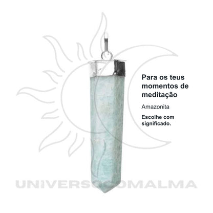 Pingente de Punta de Amazonita em Banho de Prata - Serenidade e Equilíbrio — benefícios, utilização e características