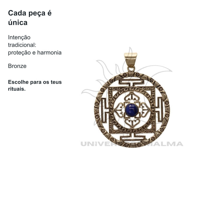 Pingente Simbologia em Bronze com Mineral Natural - Energia e Proteção — benefícios, utilização e características