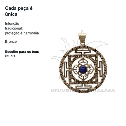 Pingente Simbologia em Bronze com Mineral Natural - Energia e Proteção — benefícios, utilização e características