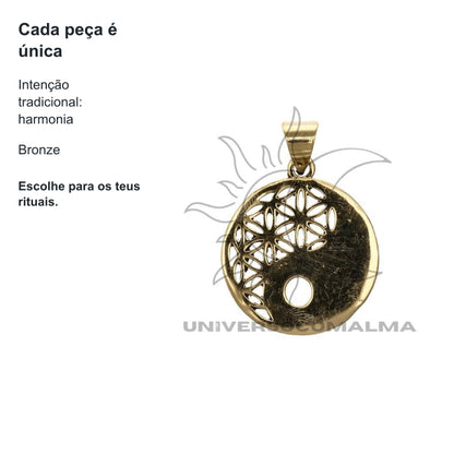 Pingente Yin Yang e Flor da Vida em Bronze - Harmonia e Equilíbrio — benefícios, utilização e características