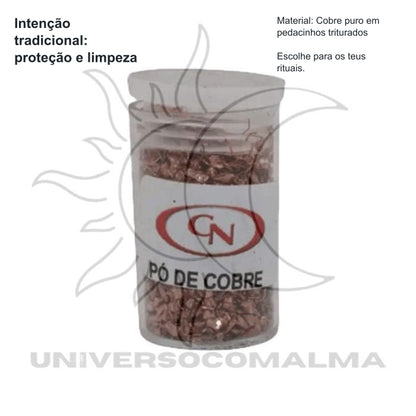 Pó de Cobre Triturado - Elemento Energético para Rituais — benefícios, utilização e características