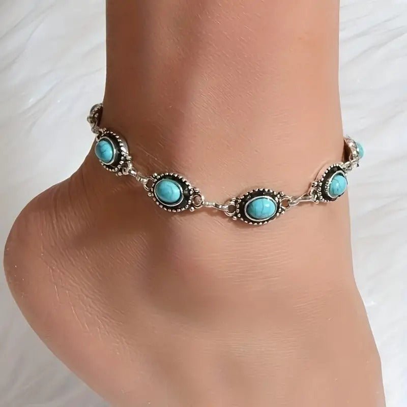 Délicat Bracelet de Cheville Turquoise 🦋💠