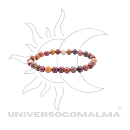 Pulseira de contas vermelhas, cor-de-rosa e douradas