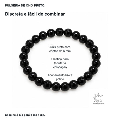 Pulseira de Ónix Preto com Contas de 6 mm — benefícios, utilização e características