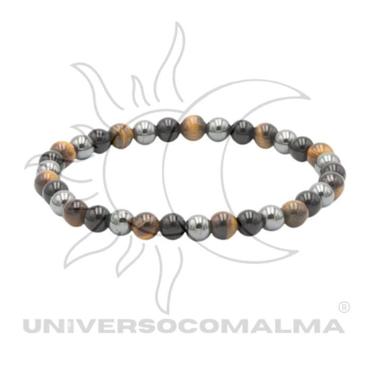 Pulseira Proteção 3 Poderes: Hematita, Olho de Tigre e Onix