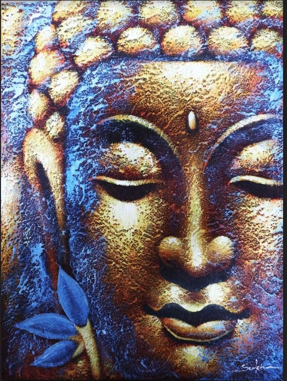 Quadro Buda Flor de Lótus Dourado | Arte Espiritual para Casa