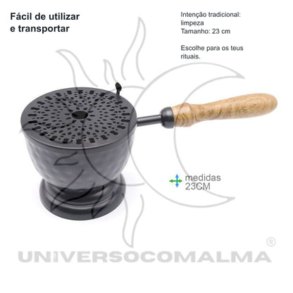 Queimador Ferro Cabo de Madeira - 23cm — benefícios, utilização e características