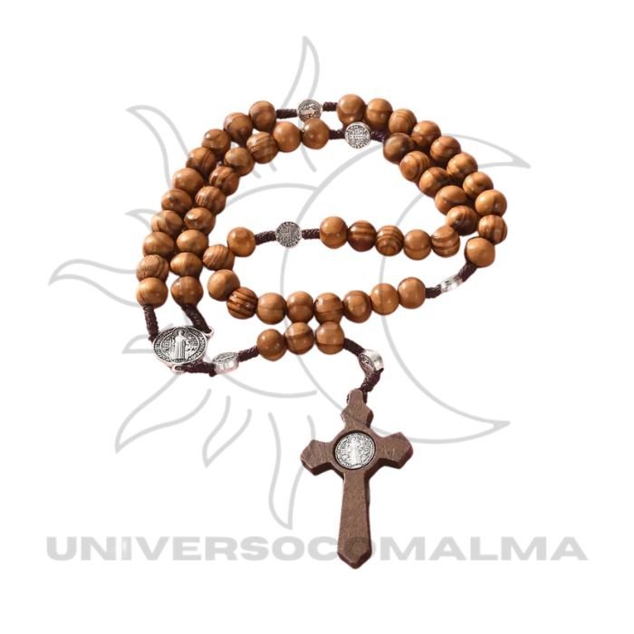 Rosário de Contas de Madeira Castanha