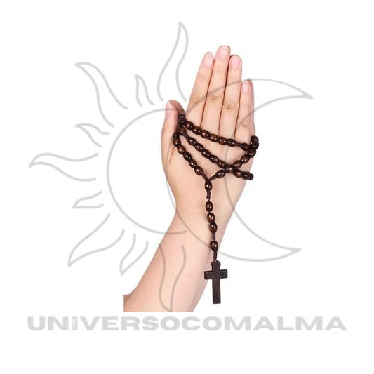 Rosário de Contas de Madeira Castanho Escuro