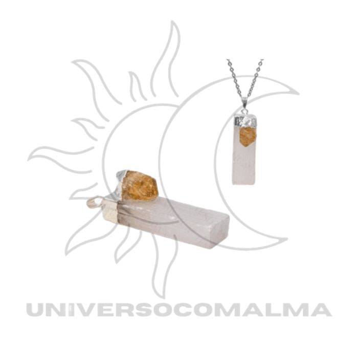 Colar com pendente de Selenite com Citrino - Universo com Alma ®