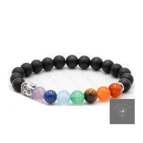 Pulseira Chakras Buddha Vulcânica Lapidada 8mm - Universo com Alma ®