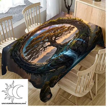 Toalha com árvore da vida colocada sobre mesa