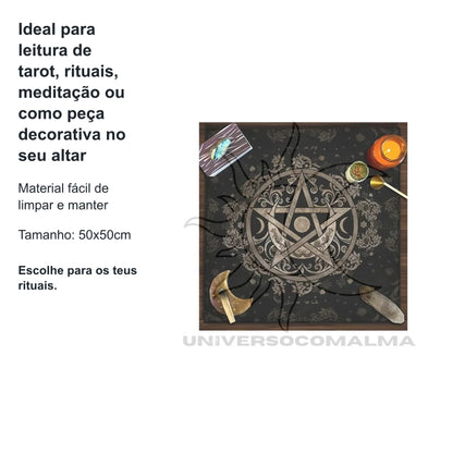Pano de Altar com Símbolos Espirituais – Estrela de Cinco Pontas – 50x50cm, Poliéster — benefícios, utilização e características