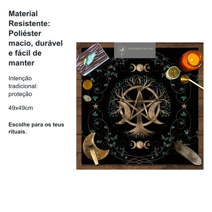 Pano Mesa de Tarot Árvore da Vida Mística - Pano de Altar - 49x49cm — benefícios, utilização e características