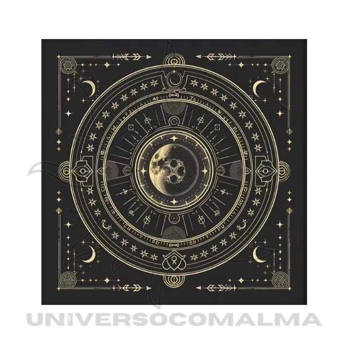 Toalha de Mesa de Tarot – Fases da Lua | 50x50cm - Modelo 3