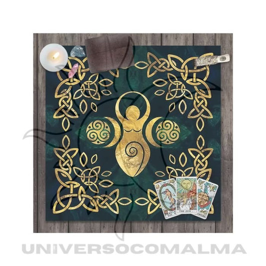 Pano de Mesa Tarot – Árvore da Vida e Tríplice Lua – 75x75cm - Poliéster