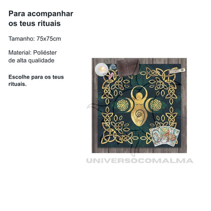 Pano de Mesa Tarot – Árvore da Vida e Tríplice Lua – 75x75cm - Poliéster — benefícios, utilização e características