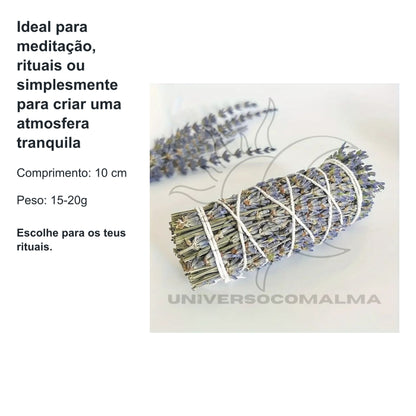Tocha de Aromaterapia de Lavanda Natural – 10cm, 15-20g – Purificação e Relaxamento — benefícios, utilização e características