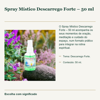 Spray Místico Descarrego Forte – 50 ml — fotografia original, utilização e características do produto.