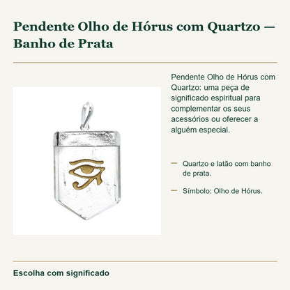 Pendente Olho de Hórus com Quartzo — Banho de Prata — fotografia original e características confirmadas.