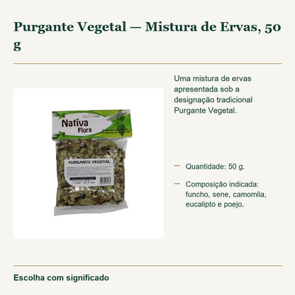 Purgante Vegetal — Mistura de Ervas, 50 g — fotografia original e características confirmadas.