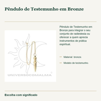 Pêndulo de Testemunho em Bronze — fotografia original e características confirmadas.