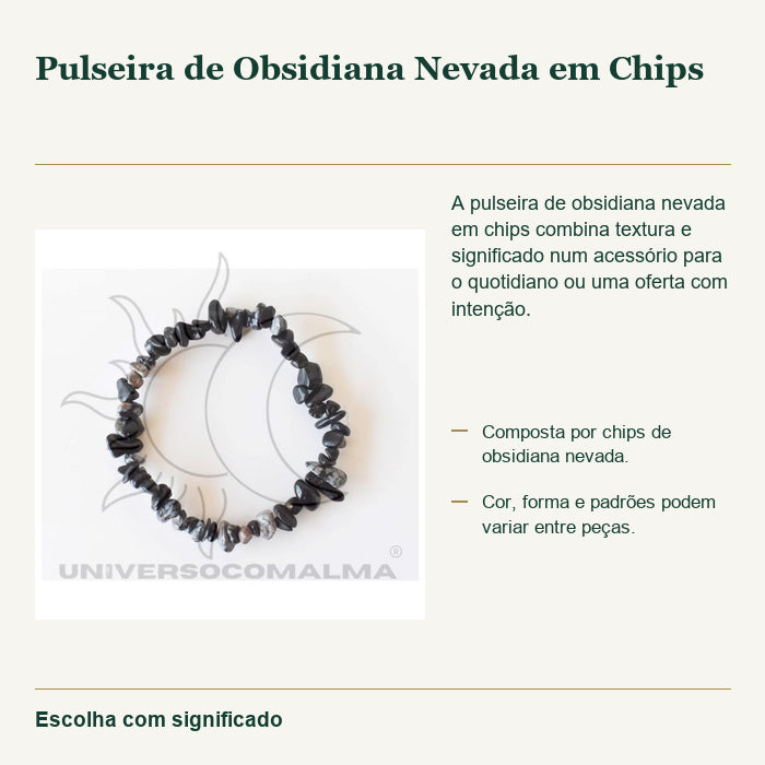 Pulseira de Obsidiana Nevada em Chips — fotografia original e características confirmadas.