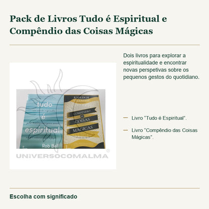 Pack de Livros Tudo é Espiritual e Compêndio das Coisas Mágicas — fotografia original e características confirmadas.