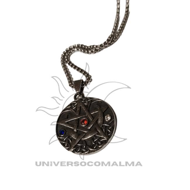 Colar Aço Pentagrama Brilhantes | Proteção e Elegância - Universo com Alma ®