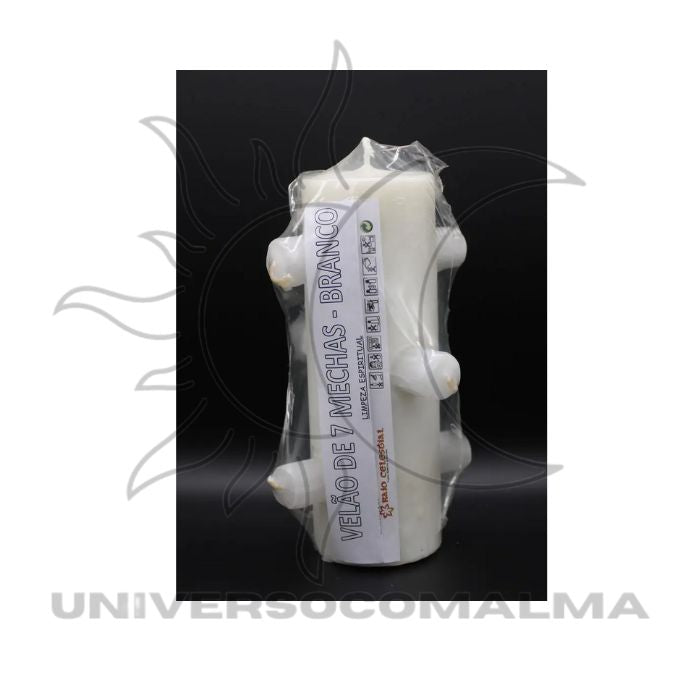 Velão Branco 7 Mechas utilizado para proteção espiritual, limpeza energética e harmonização.